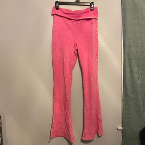 Victoria secret pink acid washed Y2k flare fold over yoga pants